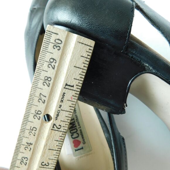 I LOVE COMFORT Shoes VINTAGE Womens 7.5 Black Leather Heels Pumps, Open Toe EUC - Picture 12 of 16